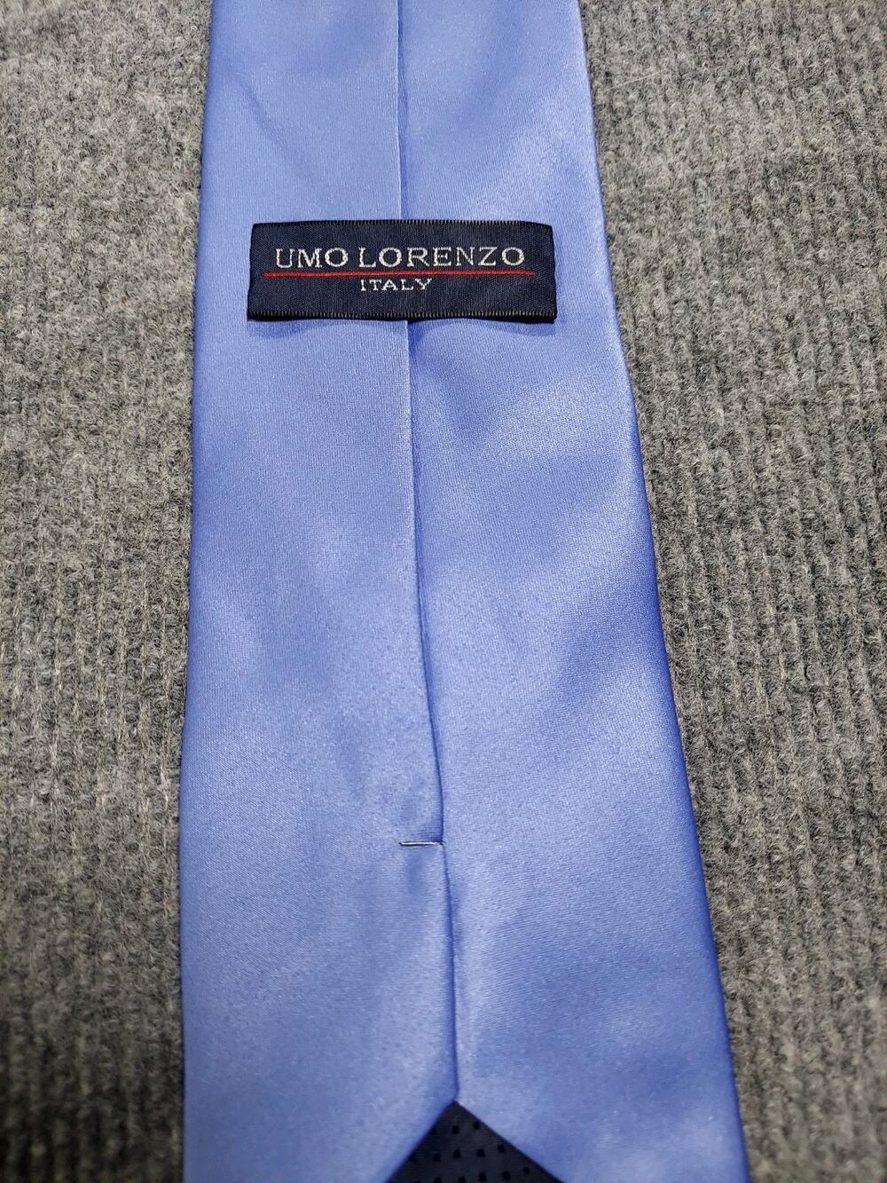 Umo Lorenzo Mens Necktie Light Blue Solid Satin Formal Wedding Prom Dress Tie